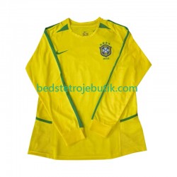 Brasilien Retro Mænd Hjemmebane Fodboldtrøje 2002 Langærmet