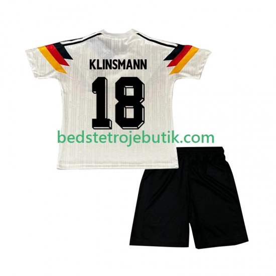 Tyskland Klinsmann 18 1990 Retro Børn Hjemmebane Fodboldtrøje Kortærmet