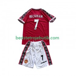 Manchester United Beckham 7 Retro Børn Hjemmebane Fodboldtrøje 1999 1998 Kortærmet