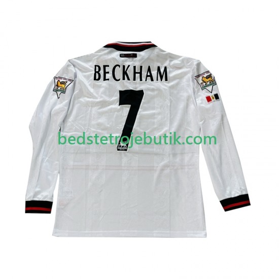 Manchester United Beckham 7 Retro Mænd Udebane Fodboldtrøje 1999 1998 Langærmet