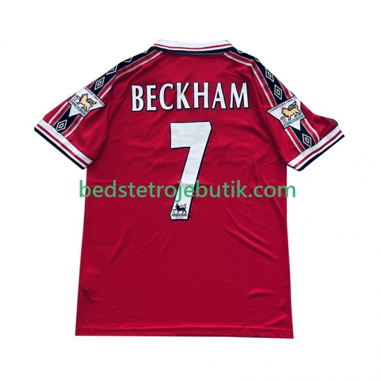 Manchester United Beckham 7 Retro Mænd Hjemmebane Fodboldtrøje 1999 1998 Kortærmet