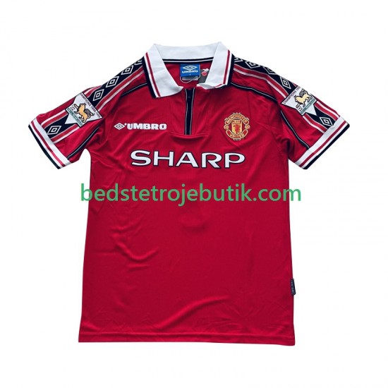 Manchester United Beckham 7 Retro Mænd Hjemmebane Fodboldtrøje 1999 1998 Kortærmet