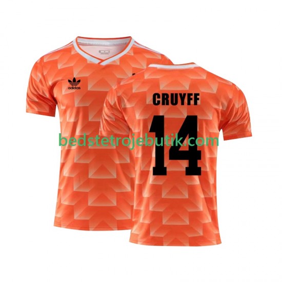 Holland Cruyff 14 1988 Retro Mænd Hjemmebane Fodboldtrøje Kortærmet