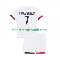 Paris Saint-Germain Khvicha Kvaratskhelia 7 Børn Udebane Fodboldtrøje 2024-2025 Kortærmet