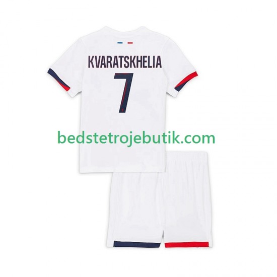 Paris Saint-Germain Khvicha Kvaratskhelia 7 Børn Udebane Fodboldtrøje 2024-2025 Kortærmet