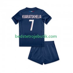 Paris Saint-Germain Khvicha Kvaratskhelia 7 Børn Hjemmebane Fodboldtrøje 2024-2025 Kortærmet