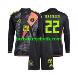 Tyskland Ter Stegen 22 Målmand Børn Hjemmebane Fodboldtrøje Euro 2024 Langærmet