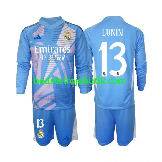 Real Madrid Andriy Lunin 13 Målmand Børn Hjemmebane Fodboldtrøje 2024-2025 Langærmet