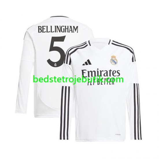 Real Madrid Jude Bellingham 5 Mænd Hjemmebane Fodboldtrøje 2024-2025 Langærmet
