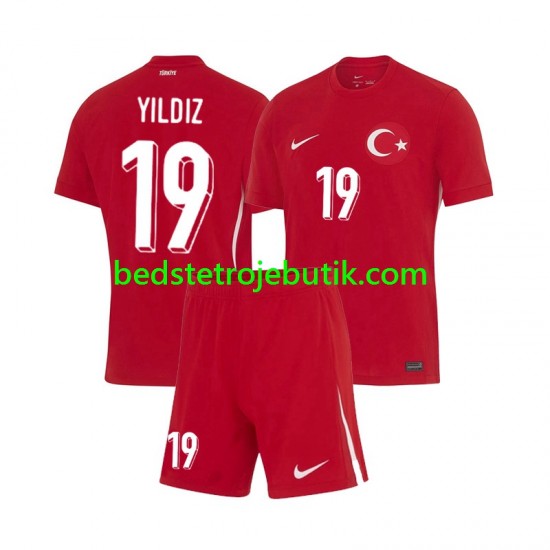 Tyrkiet Kenan Yıldız 19 Børn Udebane Fodboldtrøje Euro 2024 Kortærmet