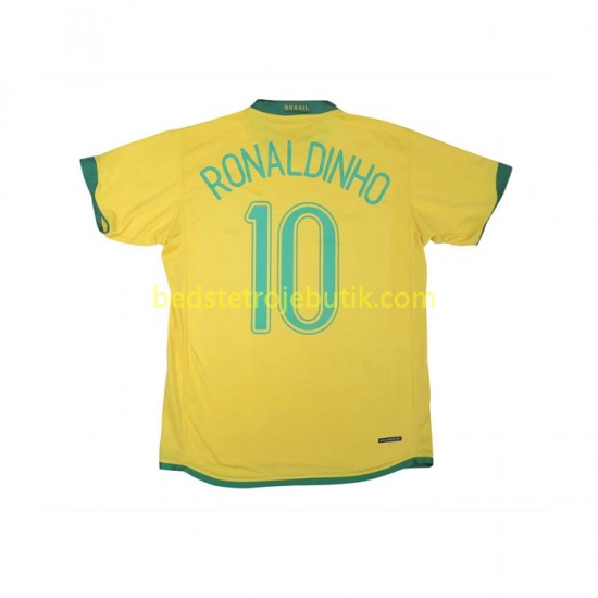 Brasilien RONALDINHO 10 Retro Mænd Hjemmebane Fodboldtrøje 2006 Kortærmet