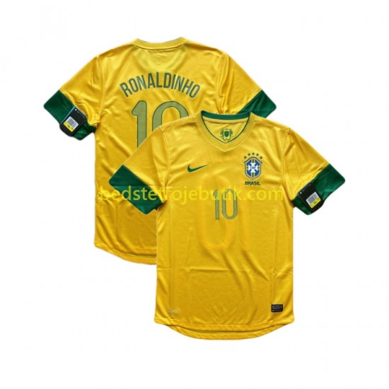 Brasilien RONALDINHO 10 2012 Retro Mænd Hjemmebane Fodboldtrøje Kortærmet