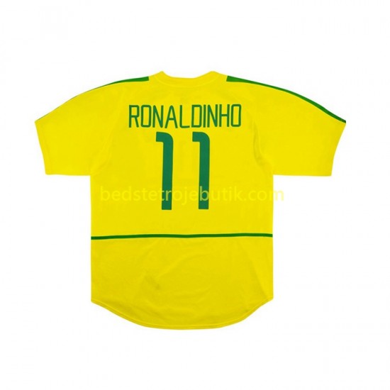 Brasilien RONALDINHO 11 Retro Mænd Hjemmebane Fodboldtrøje 2002 Kortærmet