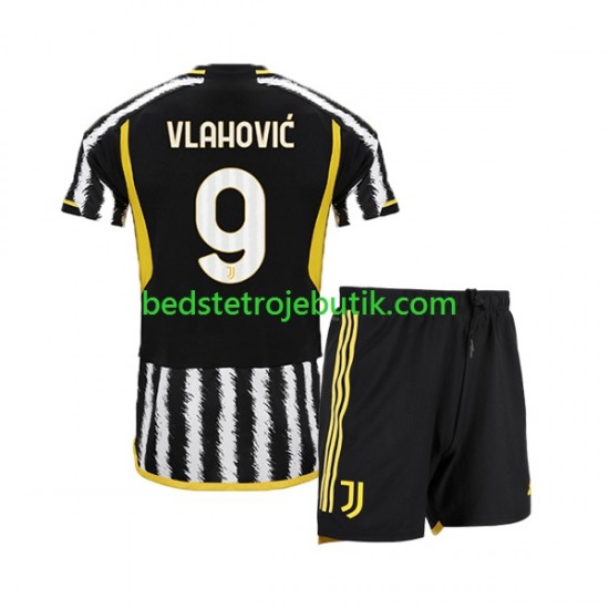 USA Juventus Dn Vlahovic 9 Børn Hjemmebane Fodboldtrøje 2023-2024 Kortærmet