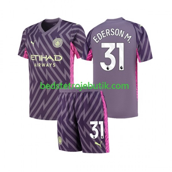 Manchester City Ederson Moraes 31 Målmand Børn Udebane Fodboldtrøje 2023-2024 Kortærmet