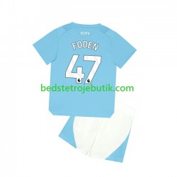 Manchester City Phil Foden 47 Børn Hjemmebane Fodboldtrøje 2023-2024 Kortærmet