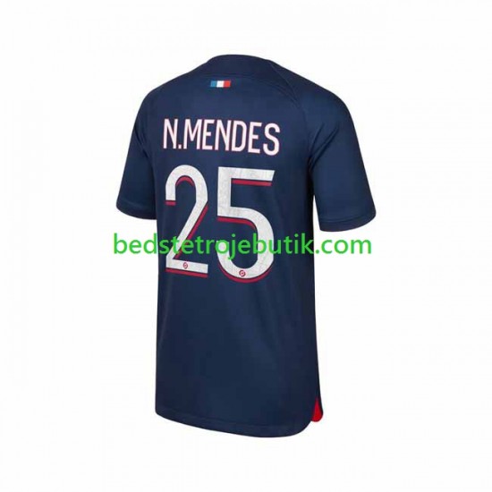 Paris Saint-Germain N.Mendes 25 Mænd Hjemmebane Fodboldtrøje 2023-2024 Kortærmet