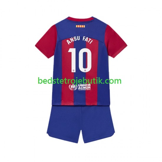 FC Barcelona Ansu Fati 10 Børn Hjemmebane Fodboldtrøje 2023-2024 Kortærmet