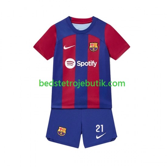 FC Barcelona Frenkie de Jong 21 Børn Hjemmebane Fodboldtrøje 2023-2024 Kortærmet
