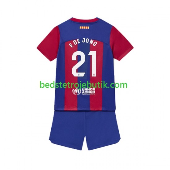 FC Barcelona Frenkie de Jong 21 Børn Hjemmebane Fodboldtrøje 2023-2024 Kortærmet