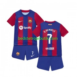 FC Barcelona Ousmane Dembele 7 Børn Hjemmebane Fodboldtrøje 2023-2024 Kortærmet