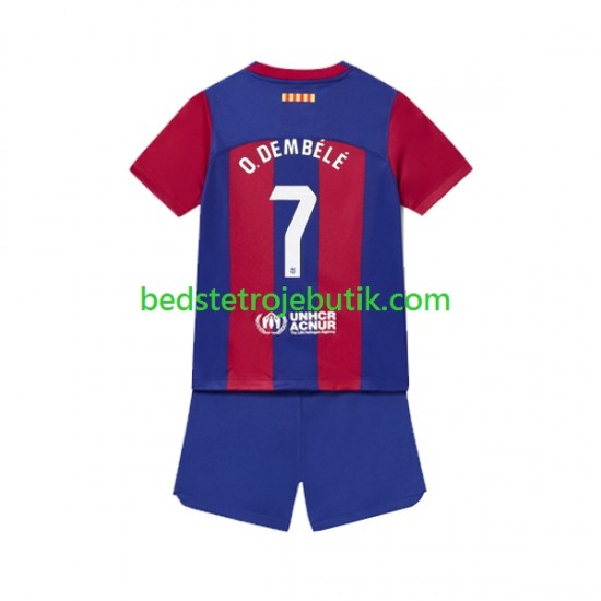 FC Barcelona Ousmane Dembele 7 Børn Hjemmebane Fodboldtrøje 2023-2024 Kortærmet