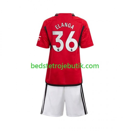 Manchester United Anthony Elanga 36 Børn Hjemmebane Fodboldtrøje 2023-2024 Kortærmet