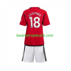 Manchester United Carlos Casemiro 18 Børn Hjemmebane Fodboldtrøje 2023-2024 Kortærmet