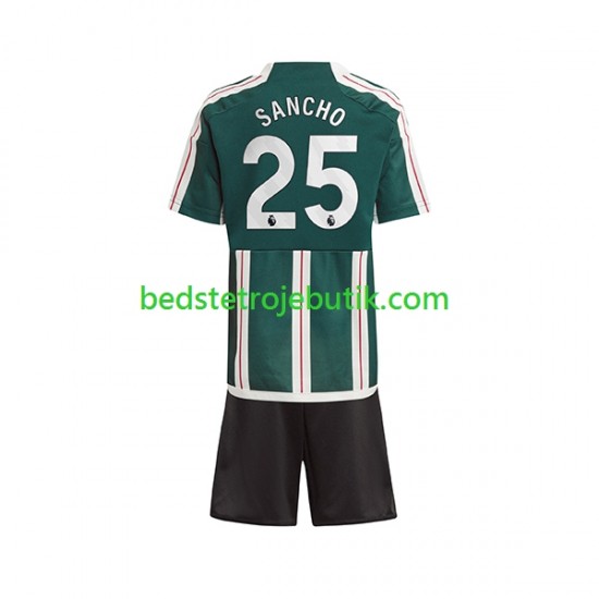 Manchester United Sancho 25 Børn Udebane Fodboldtrøje 2023-2024 Kortærmet