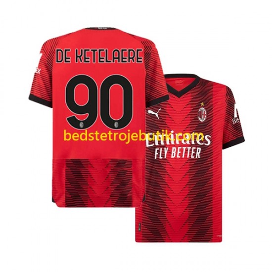 AC Milan Charles De Ketelaere 90 Mænd Hjemmebane Fodboldtrøje 2023-2024 Kortærmet