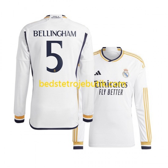 Real Madrid Jude Bellingham 5 Mænd Hjemmebane Fodboldtrøje 2023-2024 Langærmet