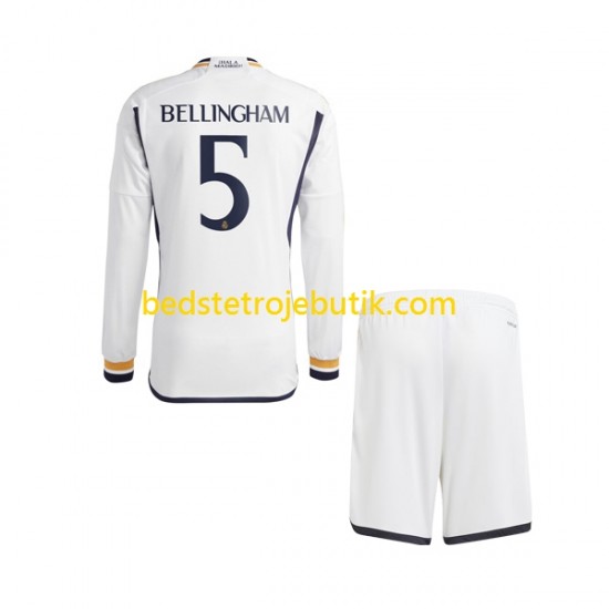 Real Madrid Jude Bellingham 5 Børn Hjemmebane Fodboldtrøje 2023-2024 Langærmet