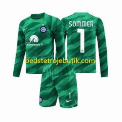 Inter Milan Sommer 1 Målmand Børn Udebane Fodboldtrøje 2023-2024 Langærmet