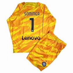 Inter Milan Sommer 1 Målmand Børn Hjemmebane Fodboldtrøje 2023-2024 Langærmet
