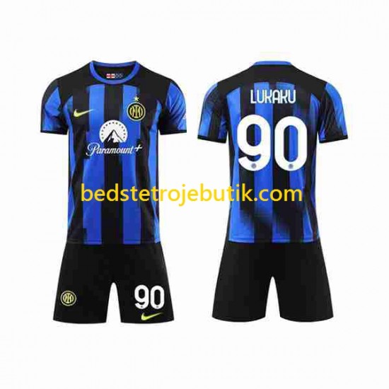 Inter Milan Lukaku 90 Børn Hjemmebane Fodboldtrøje 2023-2024 Kortærmet