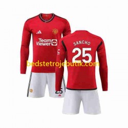 Manchester United Sancho 25 Børn Hjemmebane Fodboldtrøje 2023-2024 Langærmet