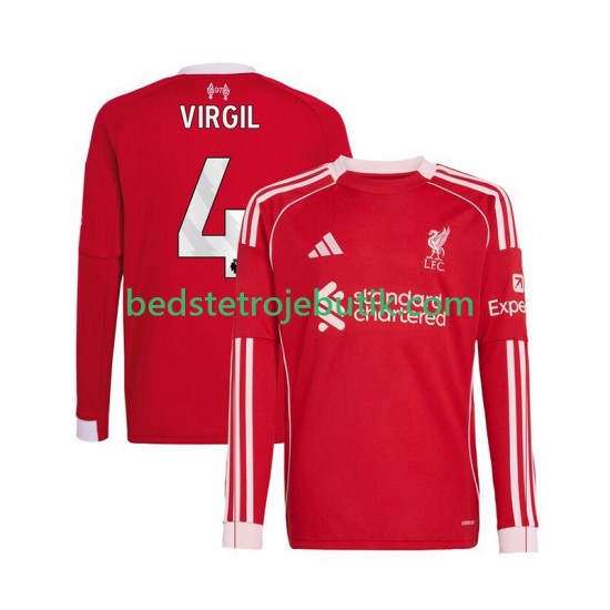 Liverpool Virgil van Dijk 4 Mænd Hjemmebane Fodboldtrøje 2025-2026 Langærmet