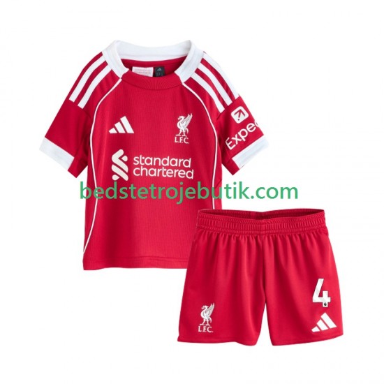 Liverpool Virgil van Dijk 4 Børn Hjemmebane Fodboldtrøje 2025-2026 Kortærmet