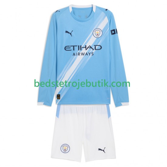 Manchester City Børn Hjemmebane Fodboldtrøje 2025-2026 Langærmet