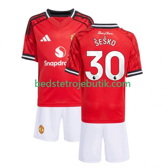 Manchester United Benjamin Sesko 30 Børn Hjemmebane Fodboldtrøje 2025-2026 Kortærmet