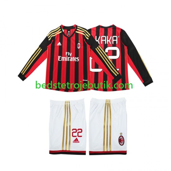 AC Milan Kaka 22 2013 2014 Retro Børn Hjemmebane Fodboldtrøje Langærmet