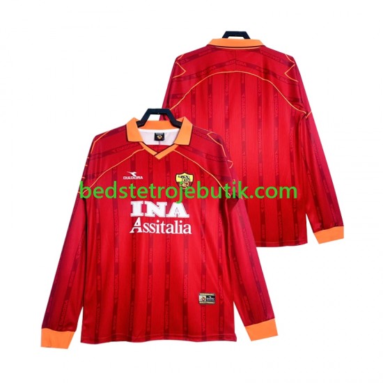 AS Roma 2000 Retro Mænd Hjemmebane Fodboldtrøje 1999 Langærmet