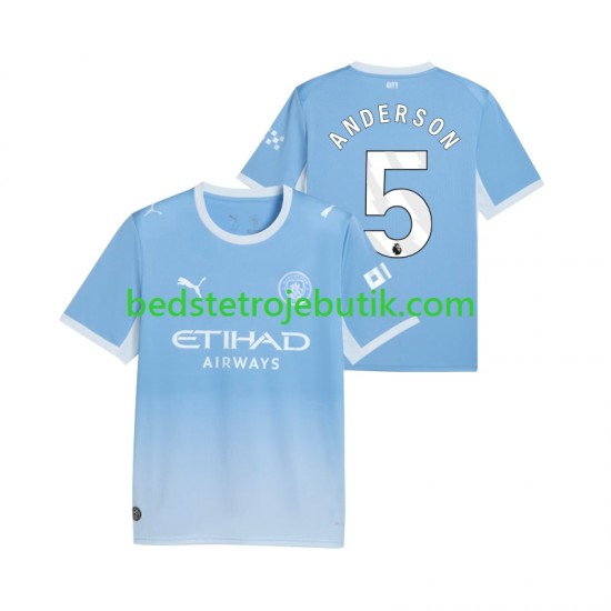 Manchester City Elliot Anderson 5 Mænd Hjemmebane Fodboldtrøje 2026-2027 Kortærmet