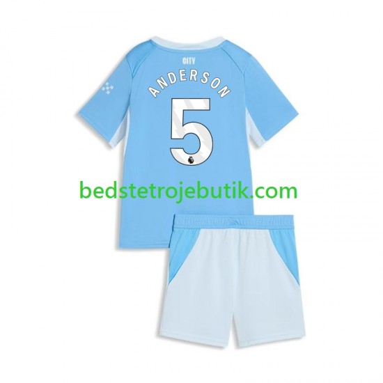 Manchester City Elliot Anderson 5 Børn Hjemmebane Fodboldtrøje 2026-2027 Kortærmet