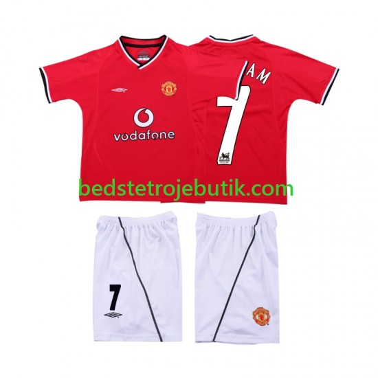 Manchester United BECKHAM 7 2000 Retro Børn Hjemmebane Fodboldtrøje 2002 Kortærmet