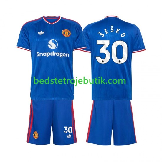 Manchester United Benjamin Sesko 30 Børn Udebane Fodboldtrøje 2026-2027 Kortærmet