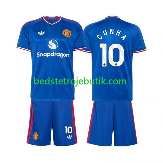 Manchester United Matheus Cunha 10 Børn Udebane Fodboldtrøje 2026-2027 Kortærmet