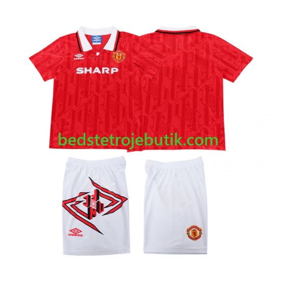 Manchester United 1993 1994 Retro Børn Hjemmebane Fodboldtrøje Kortærmet