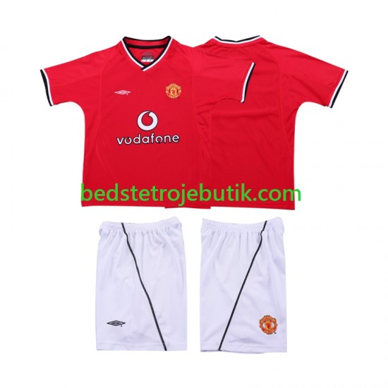 Manchester United 2000 Retro Børn Hjemmebane Fodboldtrøje 2002 Kortærmet