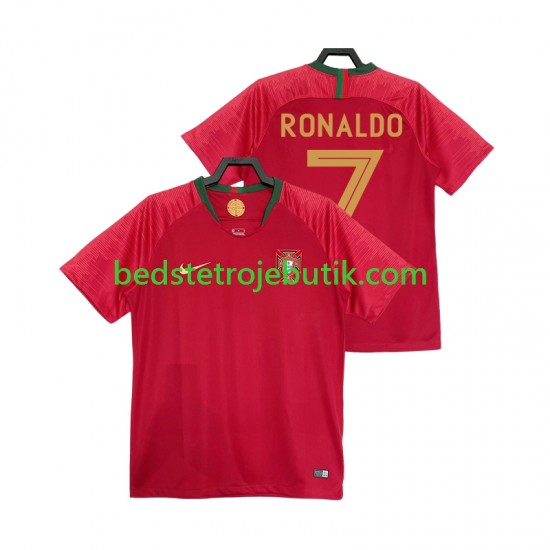 Portugal Cristiano Ronaldo 7 2018 Retro Mænd Hjemmebane Fodboldtrøje Kortærmet